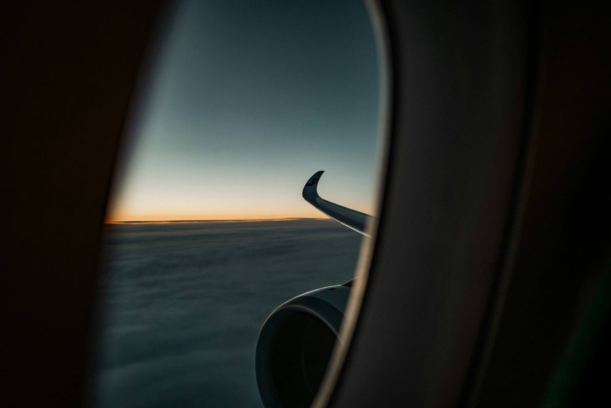 View from an aeroplane window at cruise altitude